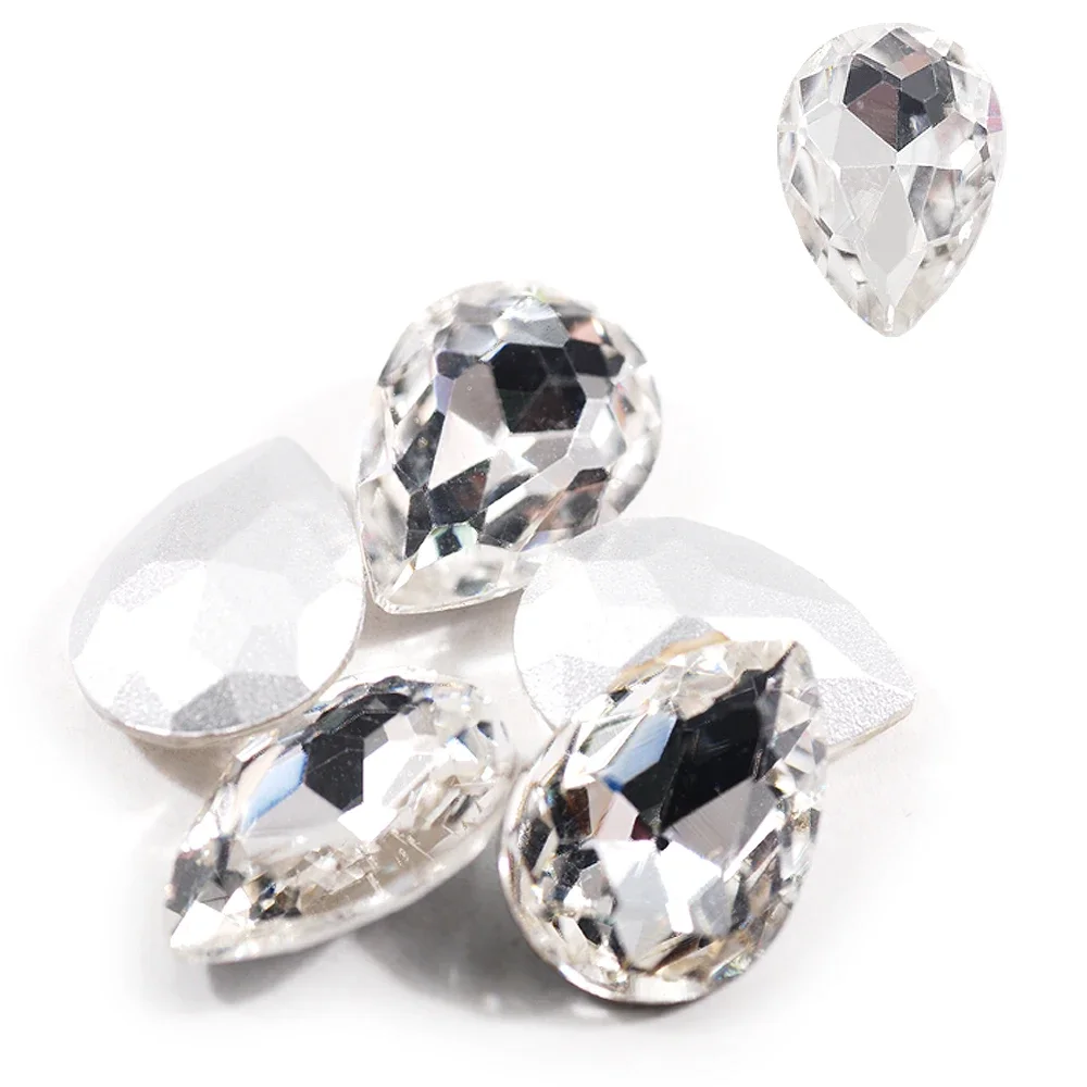 Brilliant Glass Crystal Waterdrop Teardrop Shape Rhinestone Pointback Diamantes Stones, Costume Wedding Ornaments Design Gems