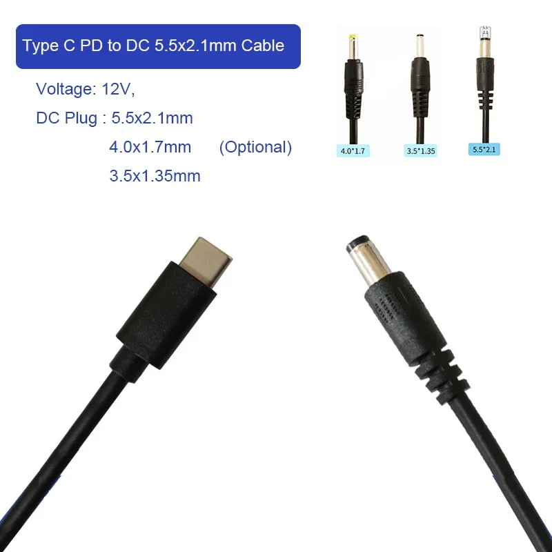 Rodzaj USB PD do 12V DC 3.5*1.35mm/4.0*1.7mm/5.5*2.1mm kabel zasilający zasilania dla Router Wifi laptopa taśma LED kamera przemysłowa do monitoringu światła