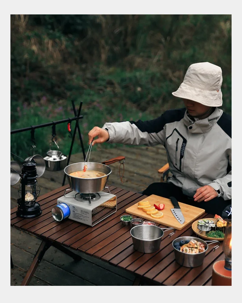 

Outdoor camping stainless steel plus large snow bowl can be heated cooking pot camping portable