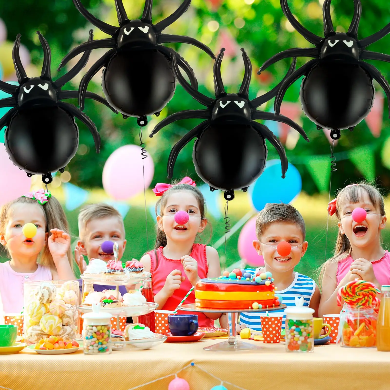 6 Stück schwarze Spinnen-Aluminiumfolien-Mylar-Ballons, Halloween-Party, Geburtstag, Spukhaus, Geister, gruselige Themen-Dekoration, Zubehör – Detail 11