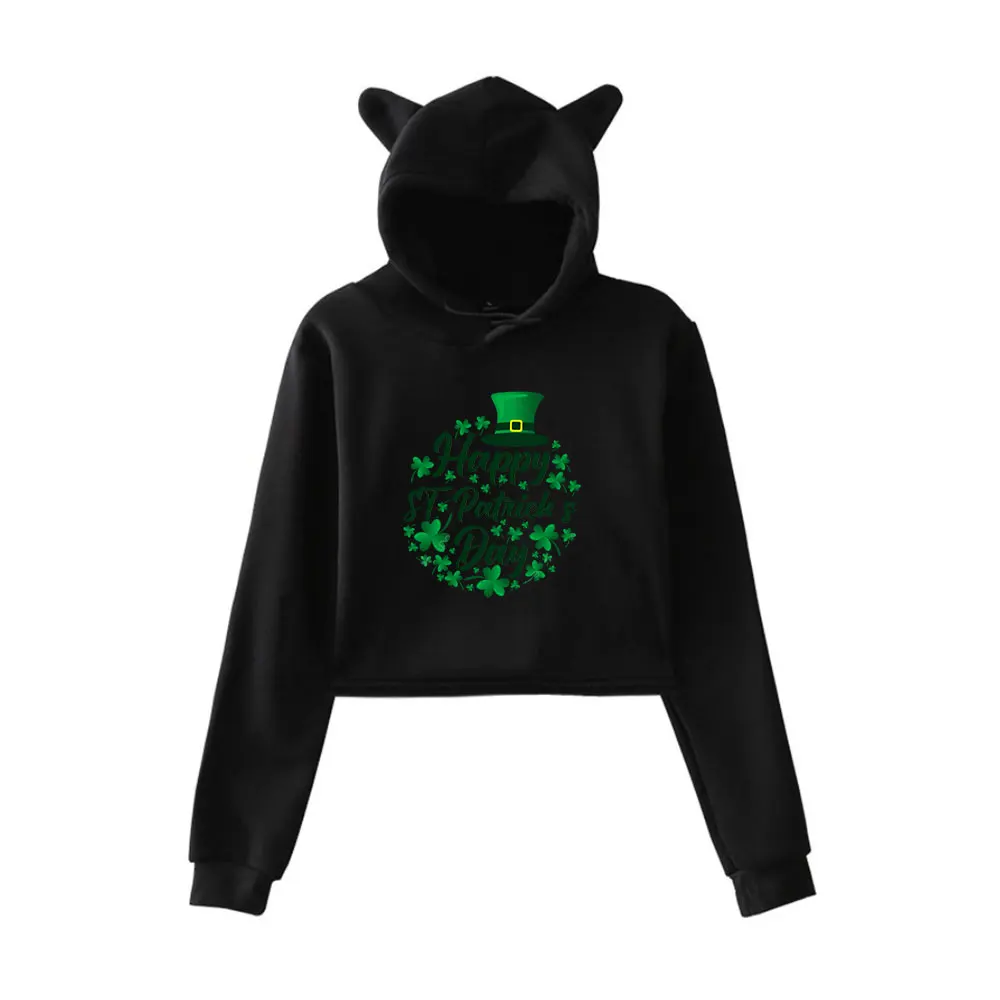 

St.Patrick's Day Cat Ear Hoodie Long-Sleeved Pullover Man/Woman Hoodie Casual Sweatshirt Streetwear Hoodie Unique Tops