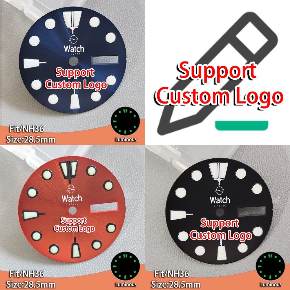 

28.5mm Custom Logo NH 36 Dial Men's Watch Suitable for NH36 Movement Luminous Module Dial Watch Accessories Replacement Parts