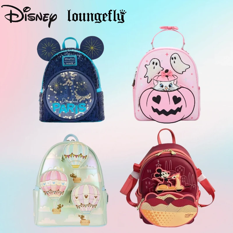 【gift】disney-loungefly-backpack-red-theme-mickey-mouse-series-backpack-wallet-and-crossbody-bag-cute-fashion-birthday-gift