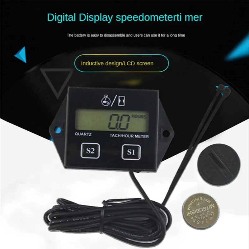 Digital Display Tachometer Timer Engine Tach Hour Meter Gauge Inductive Car Stroke Engine LCD Display for Car Motor Boatcar