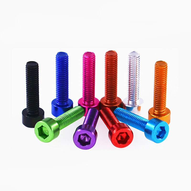 M5 M6 Colourful Aluminum Alloy 7075 Hex Hexagon Socket Cap Head Machine Screw Bolts Aluminum Allen Screw Length 6-40mm