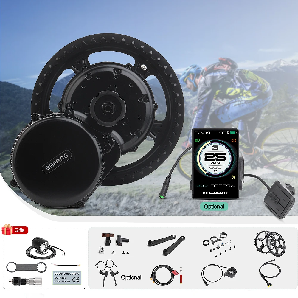 Bafang-Electric Bicycle Conversion Kits, BBS02B, Mid Drive Motor, 68-73mm, 8FUN, 860C, P850C, 600C, C965, 500C, DPC18, 48V, 750W