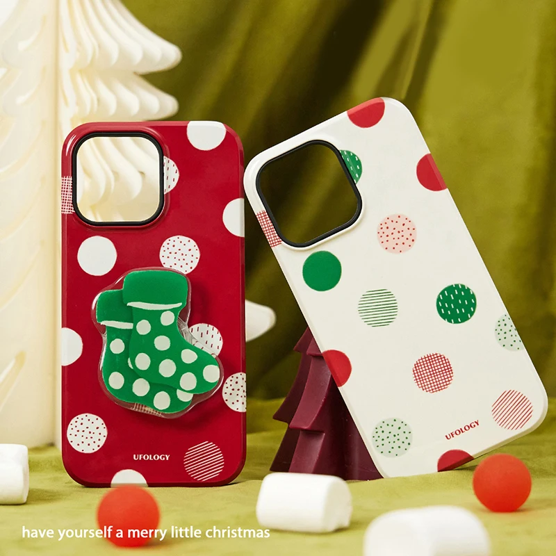 

Red and White Christmas Cute Polka Dot Case For iPhone 16pro max Case Apple iPhone 15pro max Case