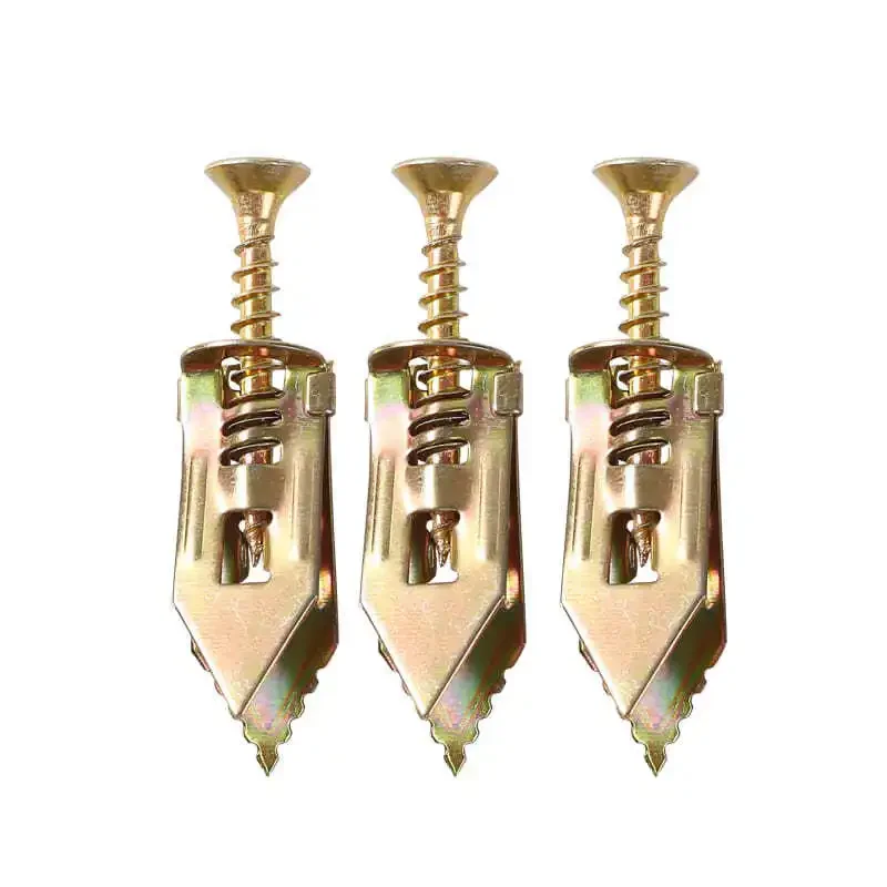 100set Plasterboard Anchor with Screws Home Self Drilling Hammer In Drywall Anchor Kit  for Sheetrock Screw Holes Nail Hand Plad