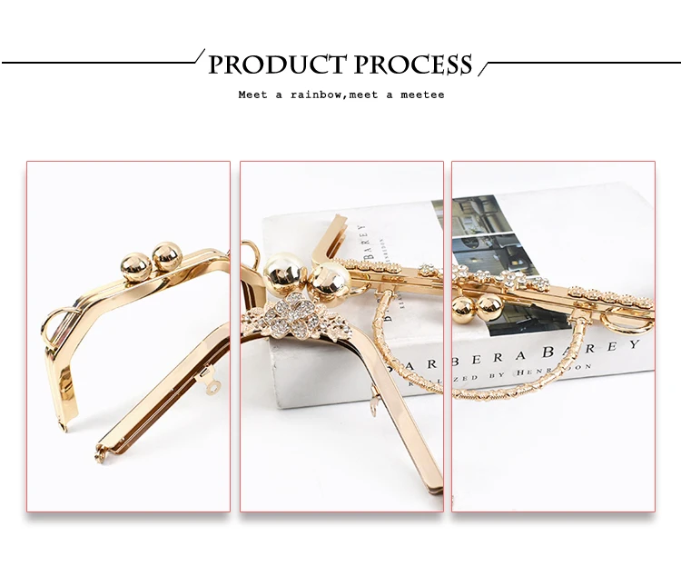 1Pc Deepeel Retro Square Embossed Bag Handles Metal Handmade Sewing Brackets Kiss Clasp Handbag Purse Frame Handle Accessories