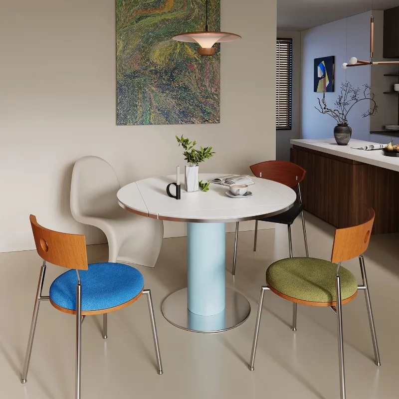Medieval rock slab dining table retractable round table