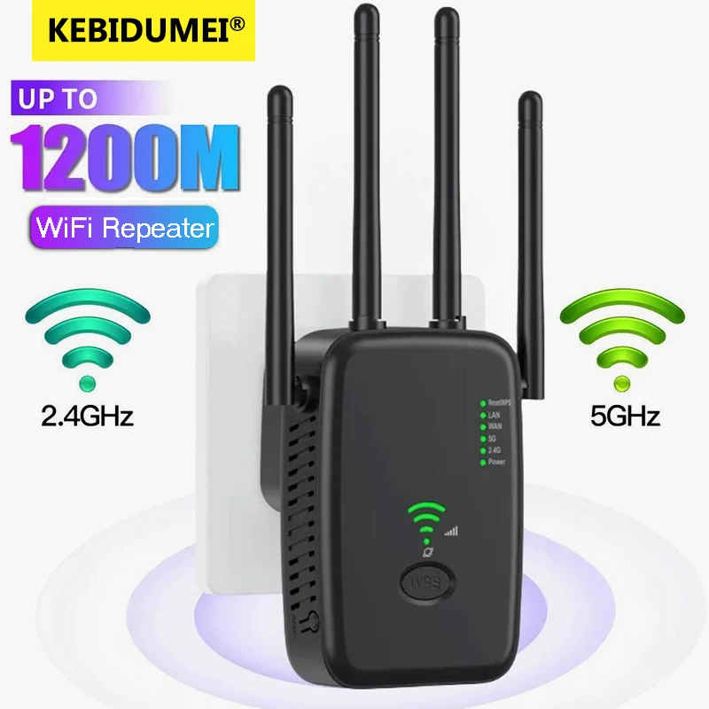 1200Mbps Wireless WiFi Repeater Signal Amplifier Router 2.4G 5G Dual-Band Extender 802.11ac Gigabit WiFi Repeater WIFI Booster