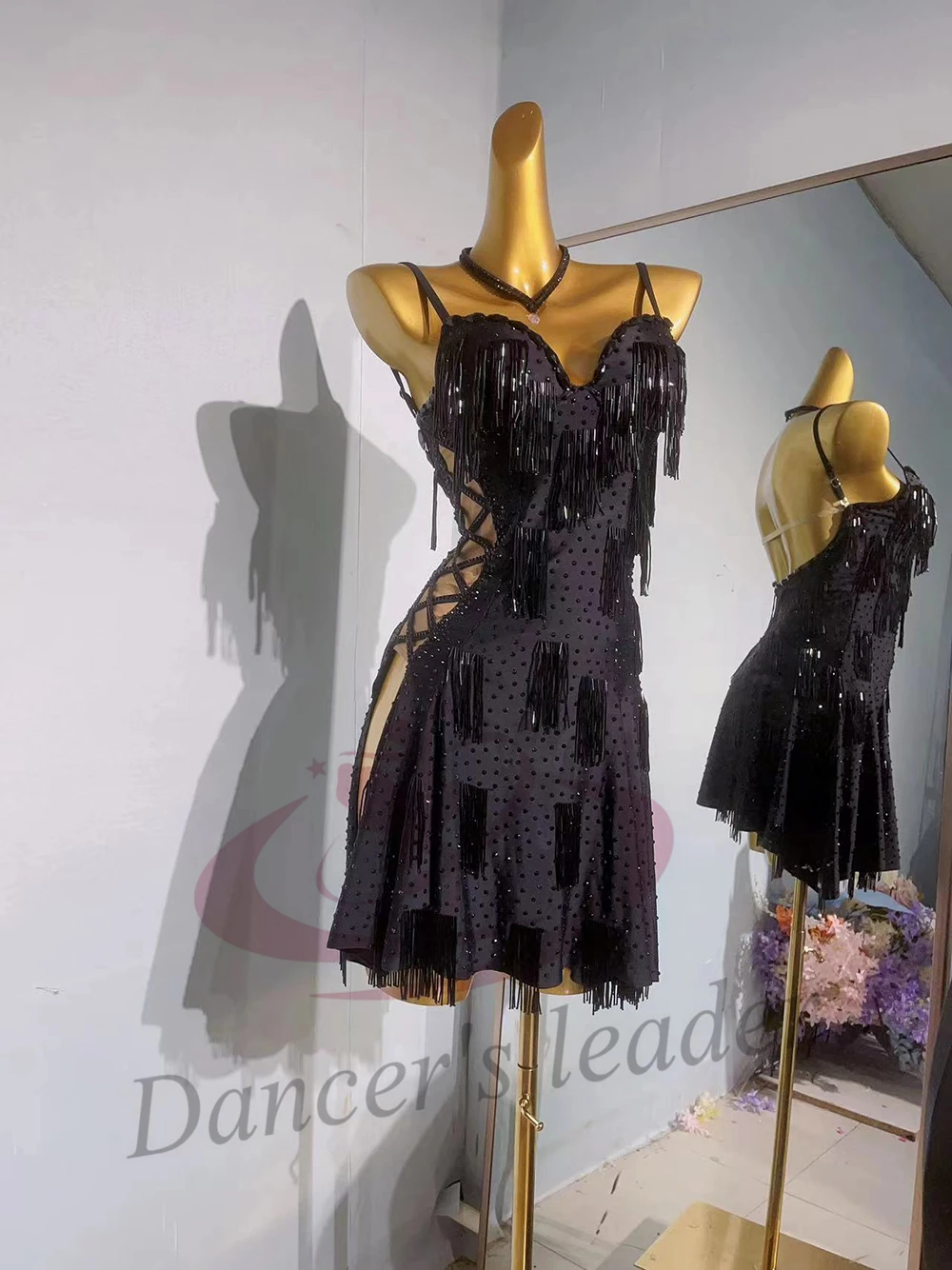 Ballerini latini, adulti, bambini, bretelle con nappe slim fit personalizzate di fascia alta Tango Samba AB Stone Performance Dress