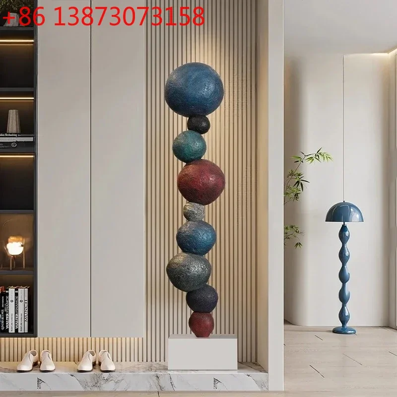 

HH Modern color stacked stone ornaments, hotel lobby sales office, living room floor decorations