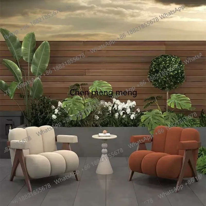 

High End Designer Solid Wood Single Sofa Chair Home Office Antique Leisure Style bar Balcony Living Room Reception and Rest