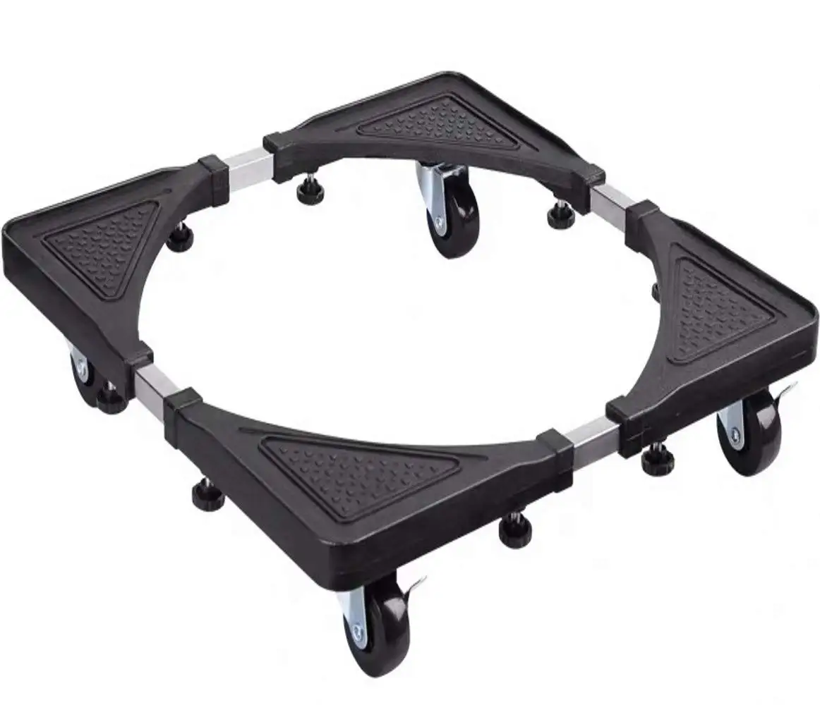Adjustable Washing Machine Base Stand with 4 Locking Rubber Wheels, PP and Stainless Steel Mobile Dolly for Dryer Refrigerator,