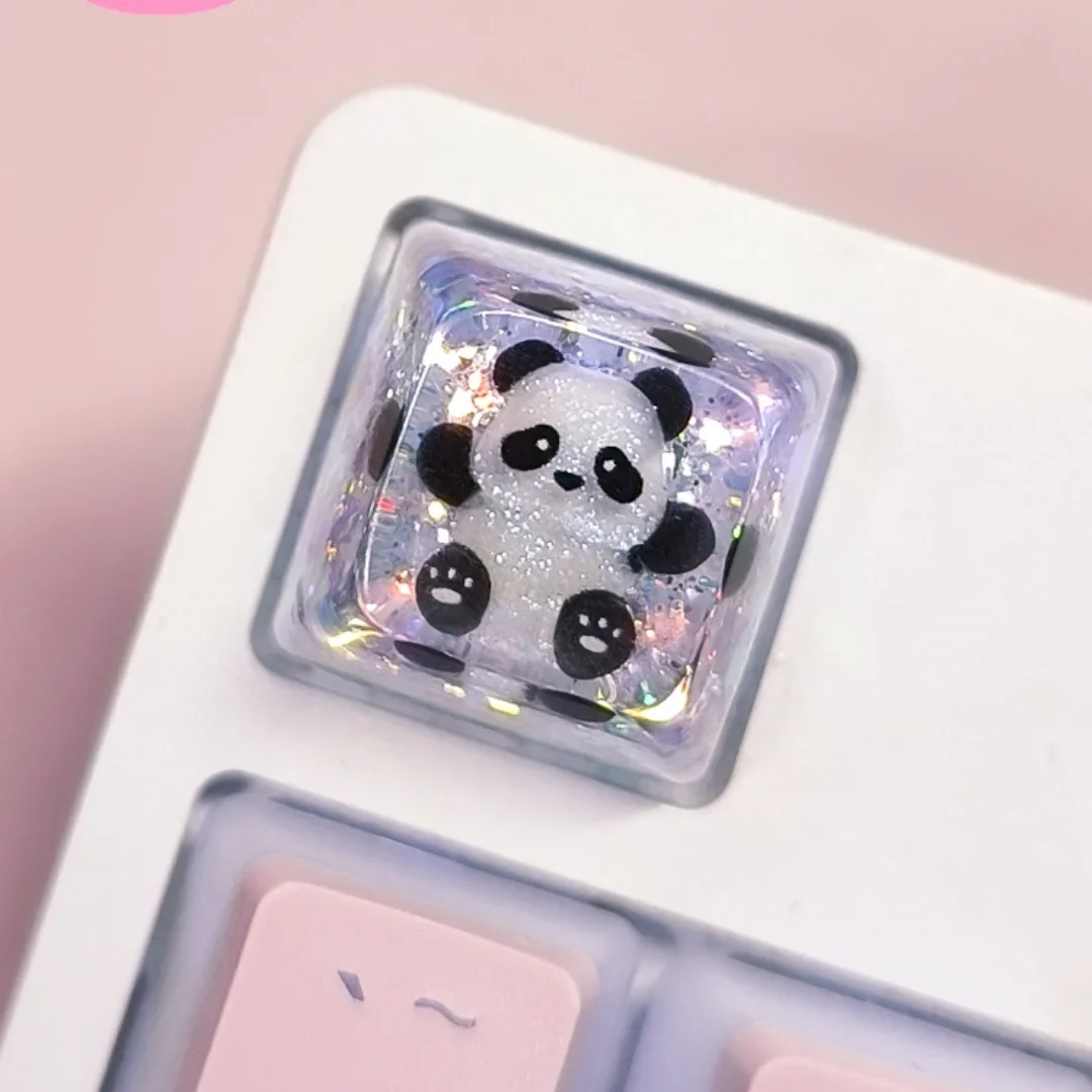 

Cartoon Panda Translucent Keycaps Handmade DIY Mechanical Keyboard Keycaps R4 OEM Profile MX Switch Gaming Keyboard Keycaps