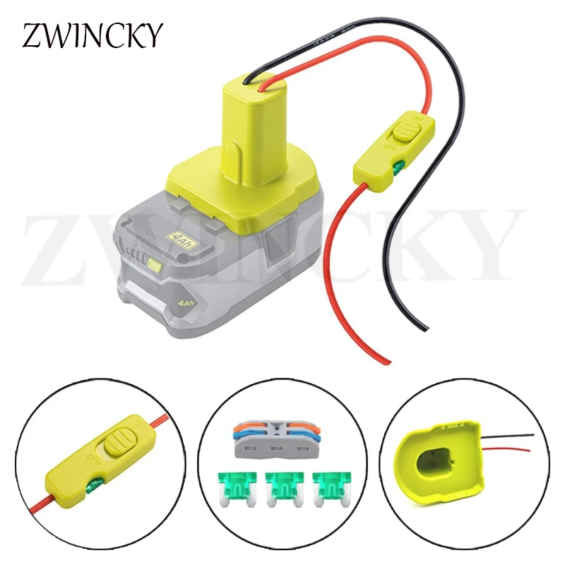 محول بطارية عجلة الطاقة لبطارية Ryobi 18 فولت 14 AWG سلك مع مفتاح وموصلات متكاملة للعبة سيارة RC الروبوتية #2