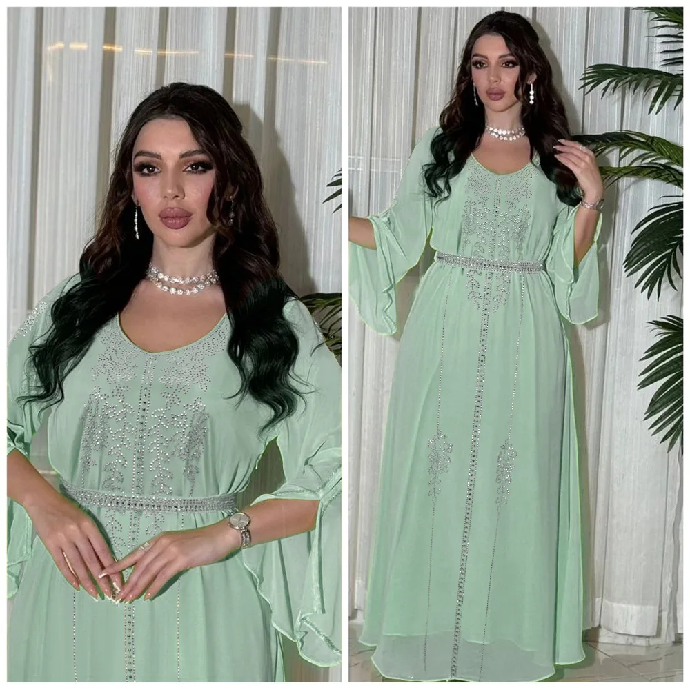 

Xqy500316 Women's Long Dress Fashionable Lady Clothes Chiffon Dress Home Robe Robe Abaya Ramadan Dubai Luxury Islam Elegant