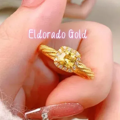 

Золотые кольца Eldorado Gold из 18-каратного золота с квадратными цирконами, не требующие особого ухода, для женщин, подарок на день рождения
