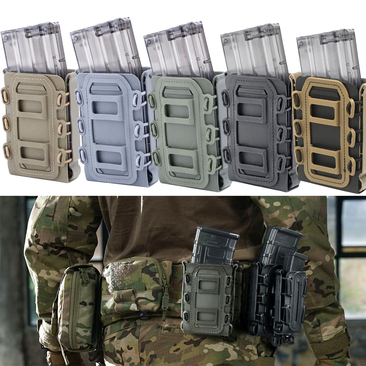 

Тактический подсумок Molle для магазинов 5.56 и 7.62, кобура для пистолетных и винтовочных магазинов, чехол-держатель для магазинов M4, AR15, M16