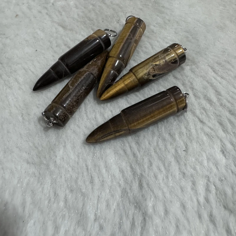 

Wholesale 5pcs Natural Tiger Eye Healing Point Bead Pendant Gemstone Bullet Point Necklace,Apporx 10x43mm