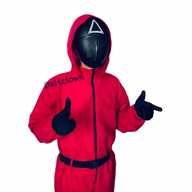 2025 New Kids Anime Game Costume Cosplay Jumpsuit Round Six Vip Square Circle Triangle Helmet Mask Halloween Party Chri ❤ ❤ $zz