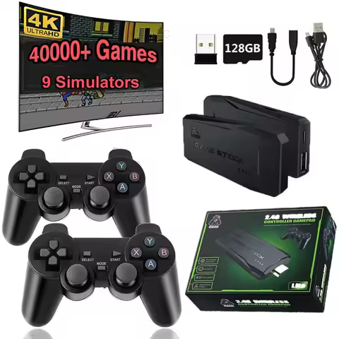 M8 Game Console Built-in 20000 + 64GB Two-person Wireless Controller 2.4G Stick 4K HD PS1 GBA Video Children's Christmas Gift