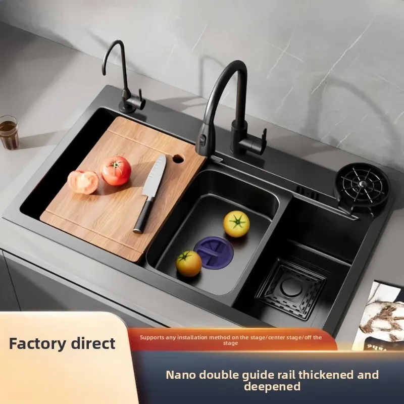 Multifunctional Multifunctional Sink Black 304 Stainless Steel Kitchen Undermount Basin for Dishwashing Washing Vegetables Items Kitchen Sink - Aliexpress Deal