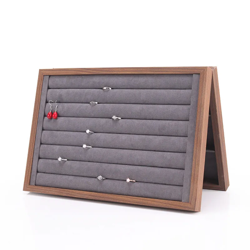 

Коробка для демонстрации браслета, орнамент, браслет, футляр для ювелирных изделий, деревянный поднос для ювелирных изделий, орех, темно-серый кольцо, ожерелье, серьги для хранения