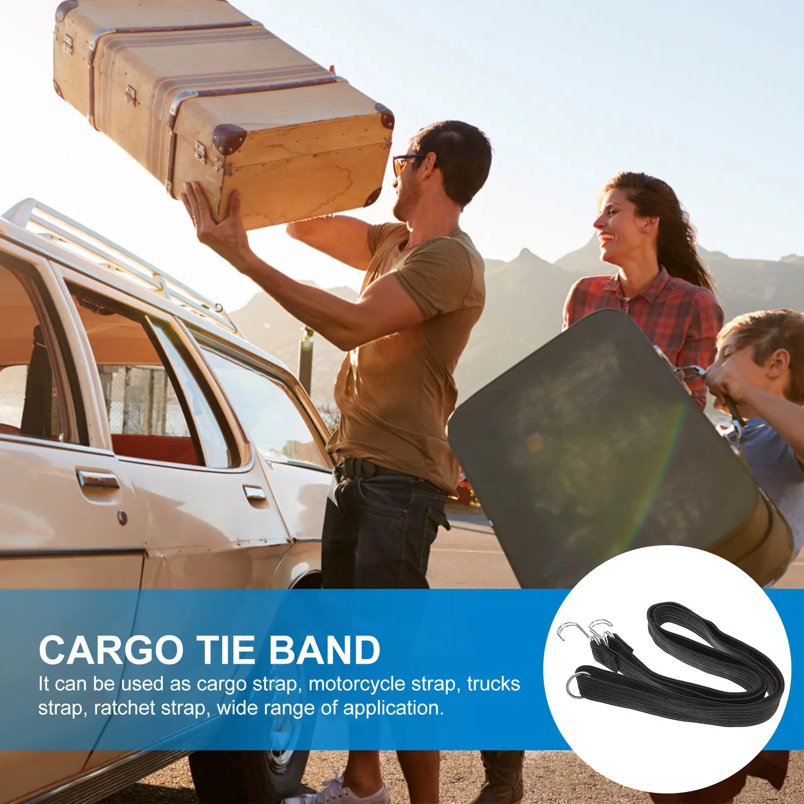 

2 шт. эластичных ремней для крепления груза, высокопрочные крепежные ремни для велосипедов и мотоциклов, с крюками из углеродистой стали, для надежной фиксации багажа