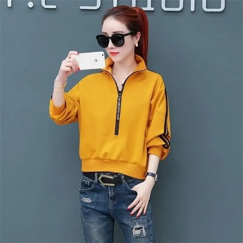 

Woman Tops Loose Yellow Full Zip Up Pullover Cropped Baggy with Zipper Sweatshirt for Women Y 2k Vintage Nice Color on Promotion