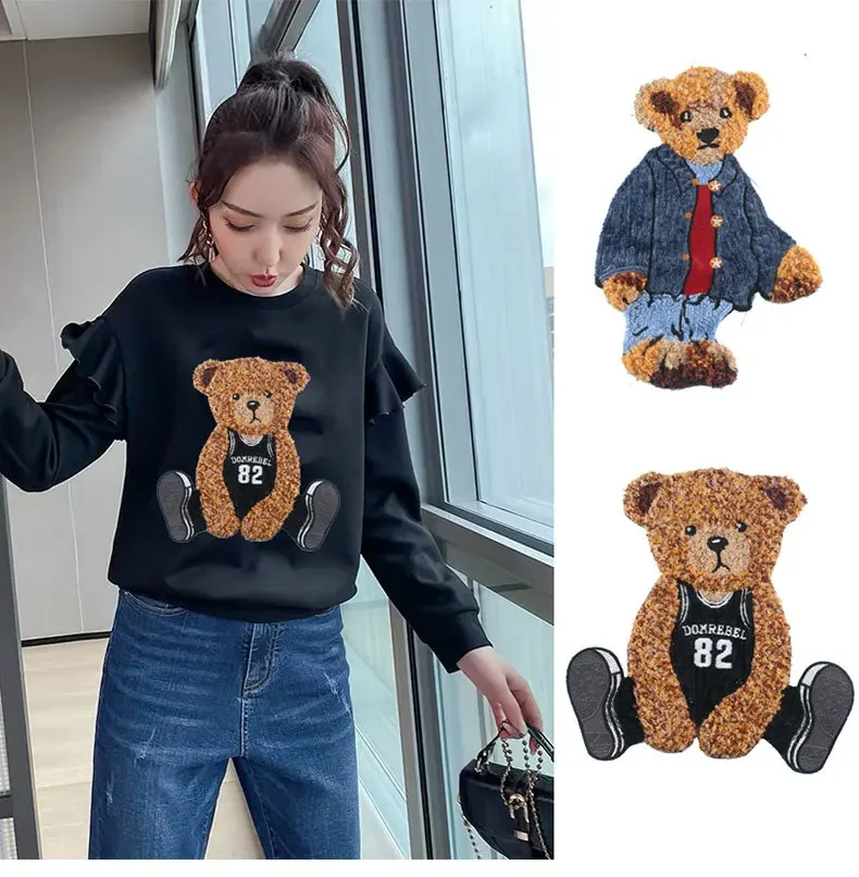 Fashion Heat Transfer Ironing Patch Embroidery Patches Woven Label Clothing Accessories Badge Patches for Jackets Little Bear
