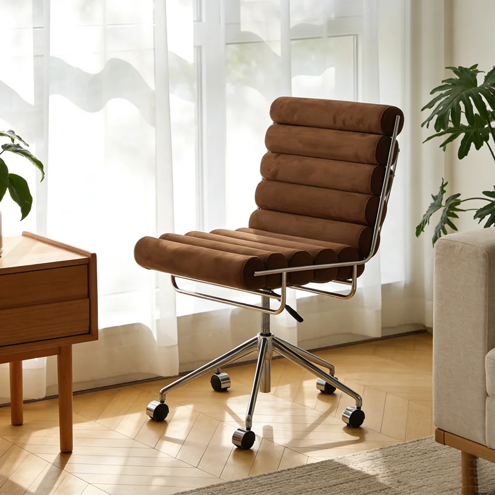 # Leather Reclining Chaise Lounge Stainless Steel Frame Comfortable Bedroom Living Room Office Lounge Chair