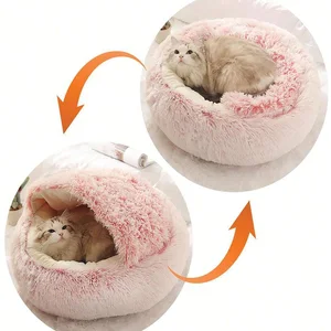 Gefüllte Bett mit Kapuze für Haustiere, runde, weiche, Kissen für Haustiere, heißer Katzenhund, 2 in 1, Schlafnest, Höhle für kleine Hunde 8 Hauptverkaufssache von 2 Reais - №6