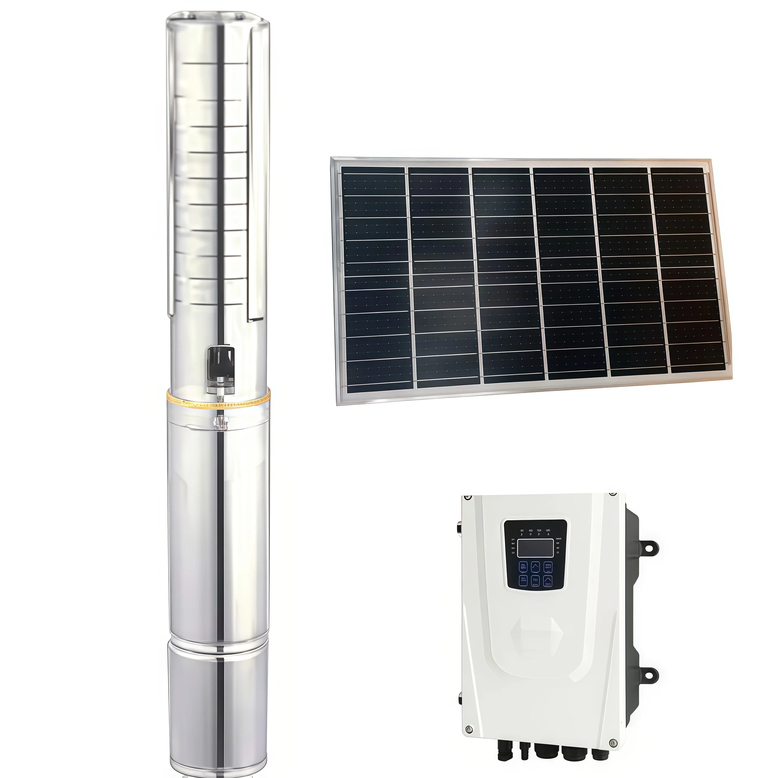 550-2500w 태양광 수중 펌프 우물 깊이/헤드:271m 유량:6.5-23m3/h 가정용 온수기 순환용