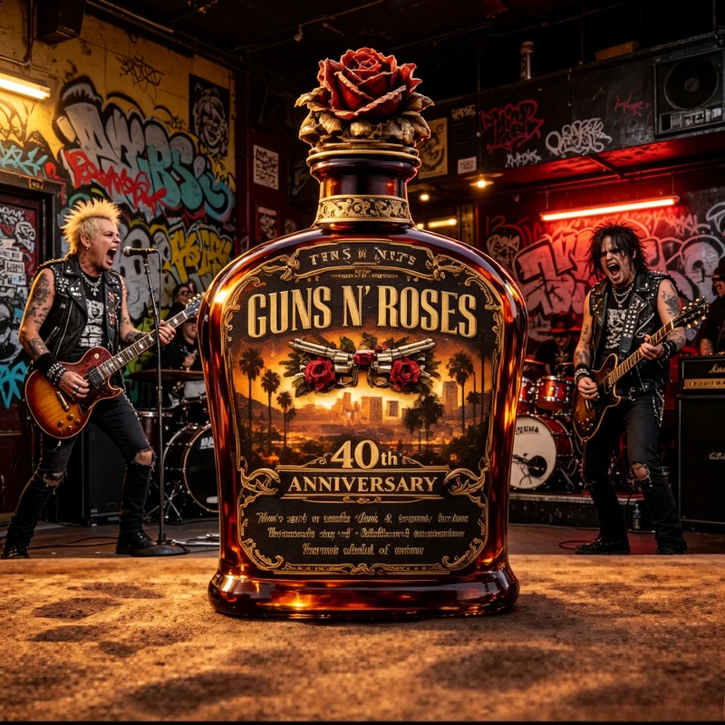 Guns N 'Roses 40th Anniversary Decanter, Rock Band Light Luxury Collection Wine Bottle Bar Personality Ornament