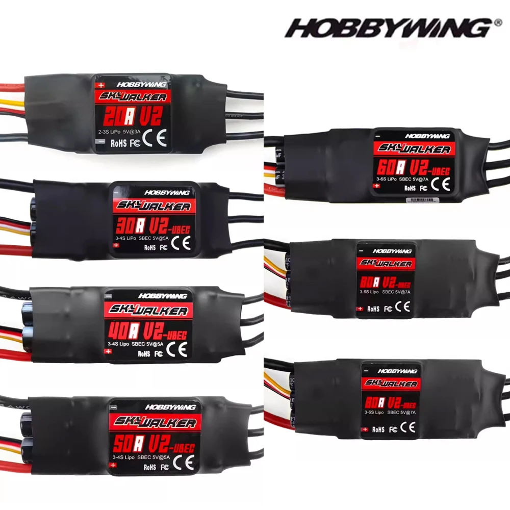 Hobbywing Skywalker 12A 20A 30A 40A 50A 60A 80A Brushless ESC Speed Controler BEC For RC Quadcopter Helicopters Fixed-Wing Drone