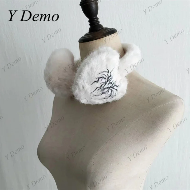 Y Demo Gótico Tiras Capas de Orelha Quentes Bonito em Forma de Coração Harajuku Impressão Fuzzy Earmuff