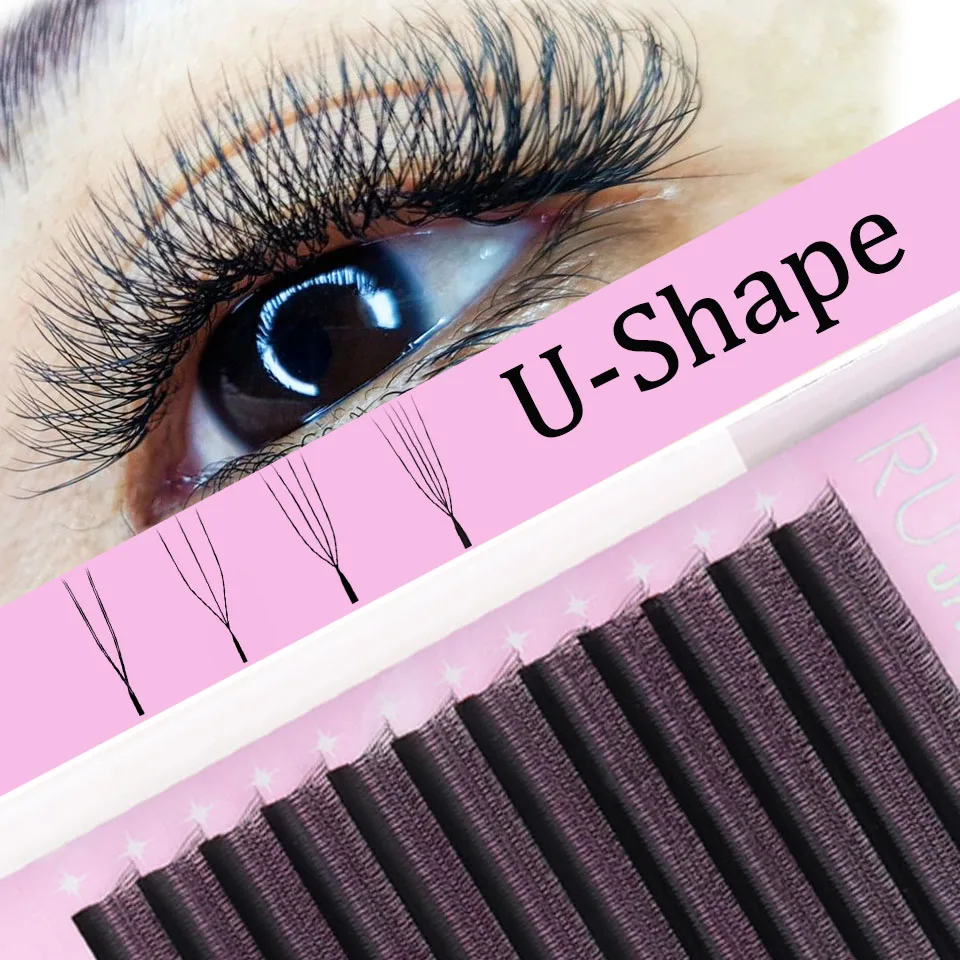 

Rujade Narrow U Shape Eyelash Extensions New Style Premade U Shaped Parallel YY 3D 4D 5D W Lashes 2D Clover Volume False Eyelash