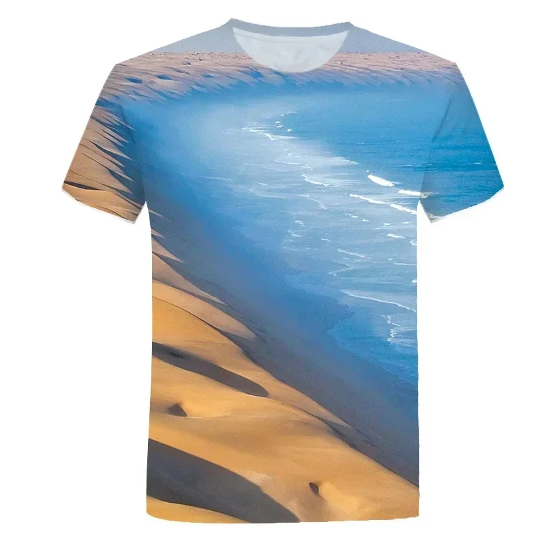 Summer Seaside Scenery Graphic T Shirts 3D Printed T-shirt  Fashion Men's T-shirts  Beach Style Nature Landscape Pattern T-shirt