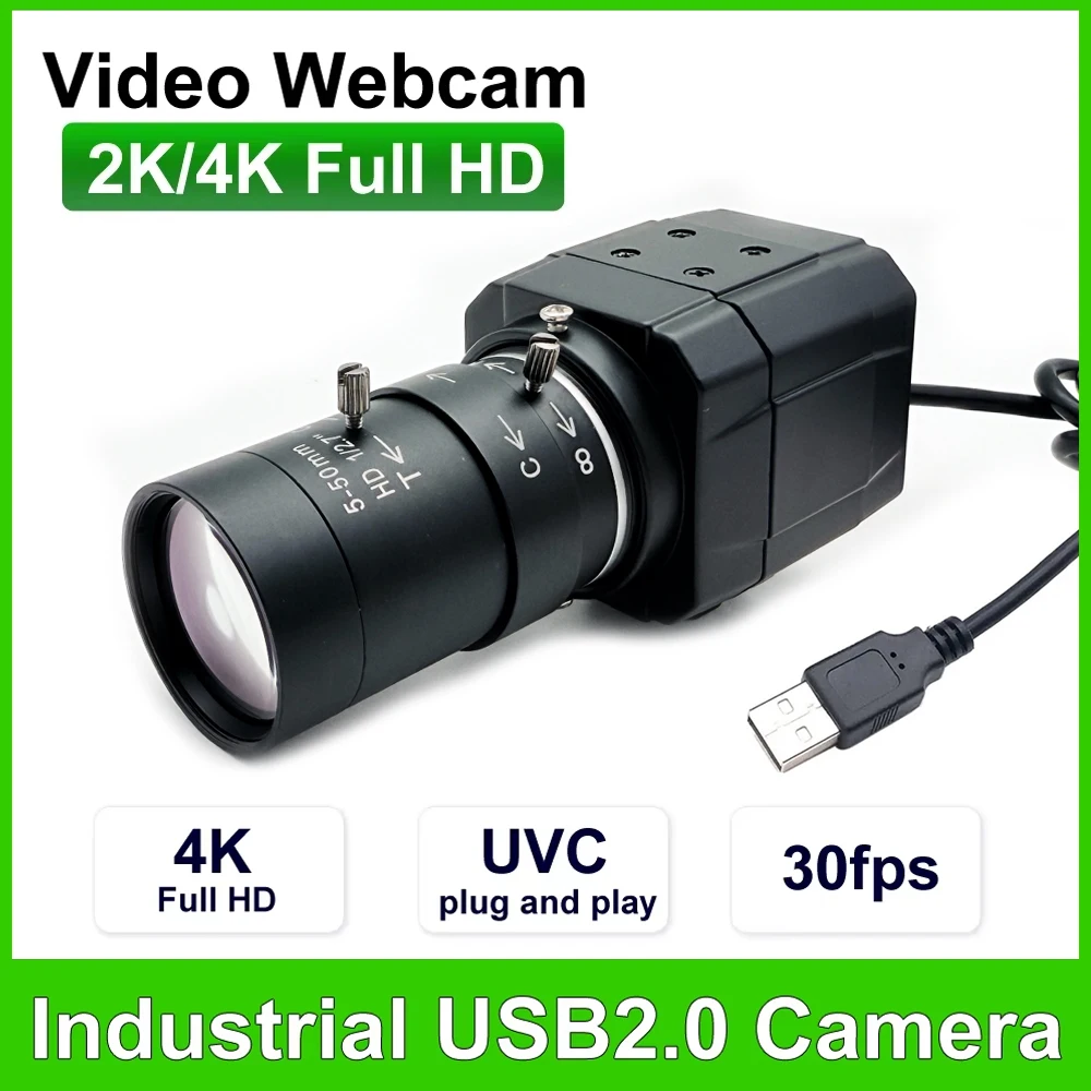 Webcam 4K Streaming Web Camera 2K 30FPS USB Camera With CS 5-50mm Varifocal Lens For Teams/OBS/PC/Mac/Laptop Support UVC OTG