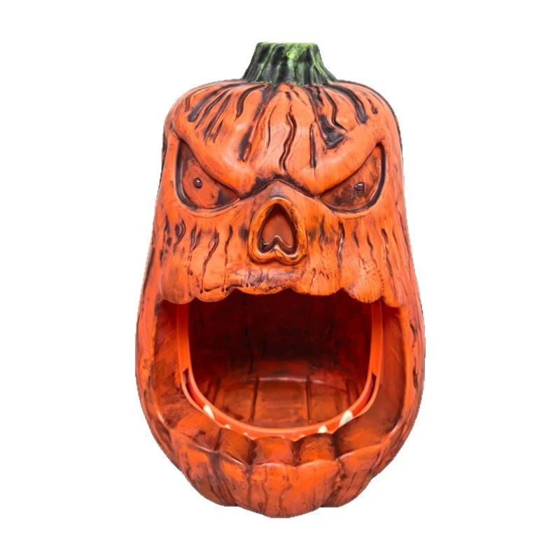 Halloween LED Lighted Pumpkin Candy Bowl Voice Activated Skull Face Lantern Outdoor Party Trick Treat Decoration Prop view 5