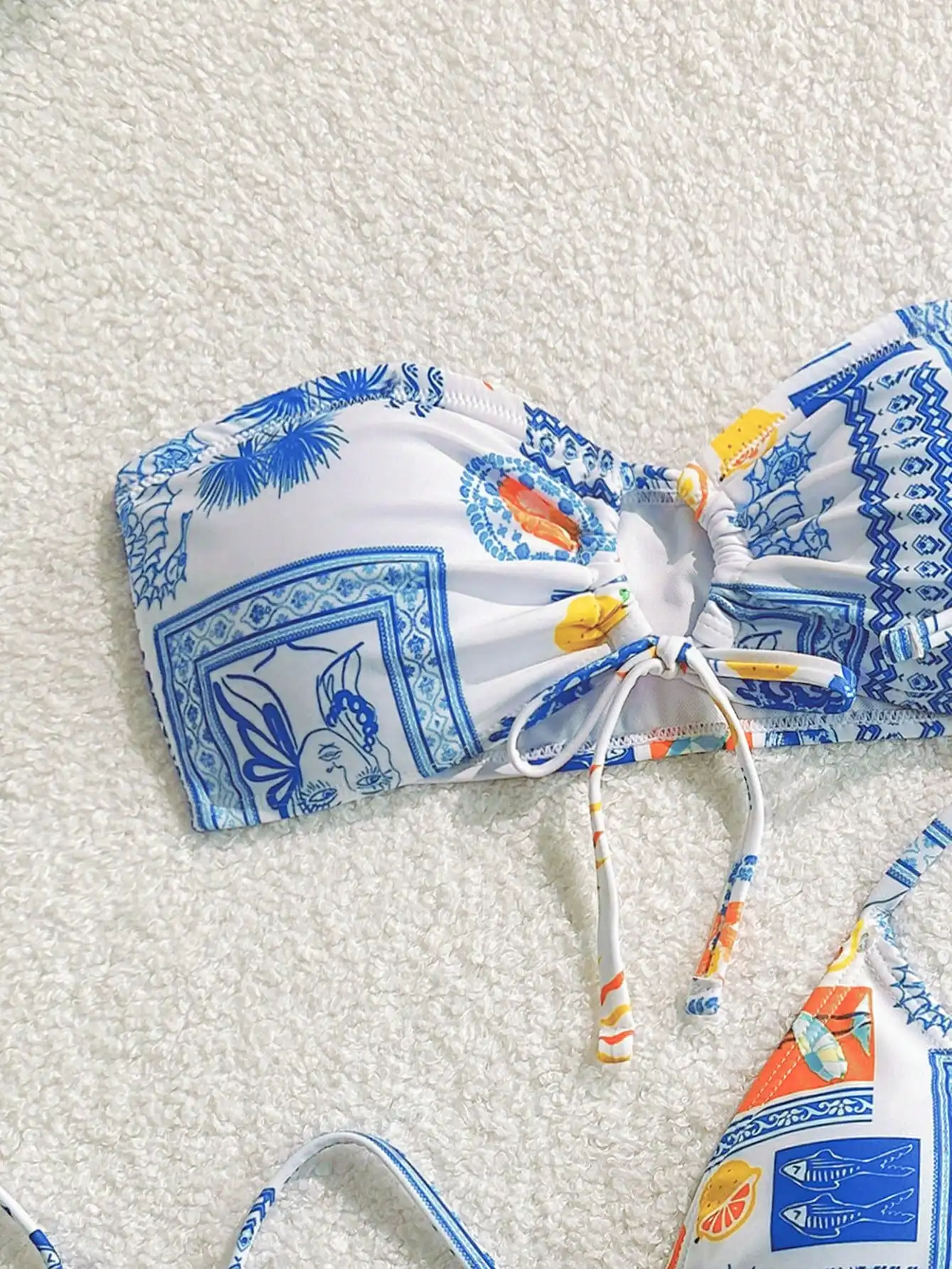 

Women's Summer Beach Print Halter Tie Bikini Set