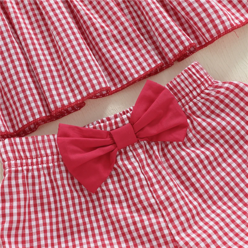

Toddler Girl Christmas Outfit Long Sleeve Doll Collar Santa Claus Plaid Tops Lantern Shorts 2Pcs Children Clothes Sets