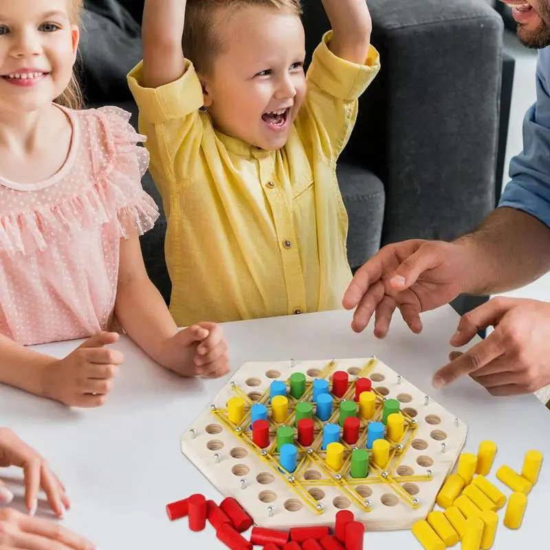 Rubber Band Game Board Puzzle Chain Board Toy Chain Triangle Toy Rubber Band Chain Triangle Game Board Early Education Puzzle