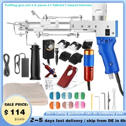 Pistolet Tufting Gun Set 2in1 Electric Tufting Gun, 7-21mm Tufting Machine, with Tufting Carpet Trimmer ,Fabric and Wool Yarns