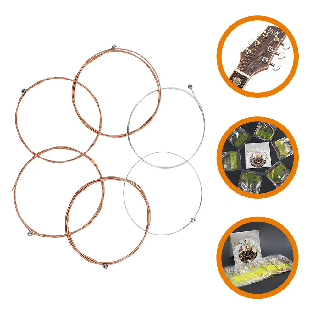

6Pcs Folk Guitar Strings Acoustic Stainless Steel High Durability Guitar String Set Clear Bright Tone Musical Parts