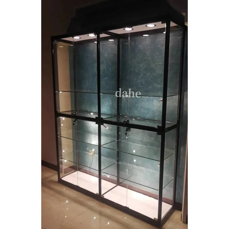 

Custom. Hot Sale Aluminum Frame Display Cabinet Large Capacity Show Full Showcases Glass Display with Led