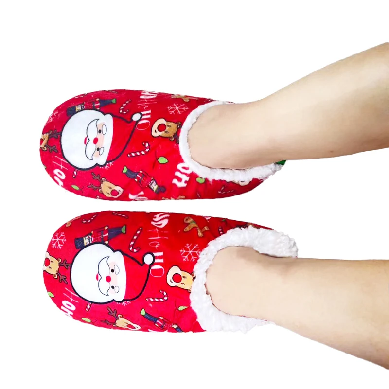 

Fluffy Female Slipper Womens Santa Claus Winter Shoes Thick Plush Grip Cute Funny Indoor Home House Shoes Furry Christmas Gift