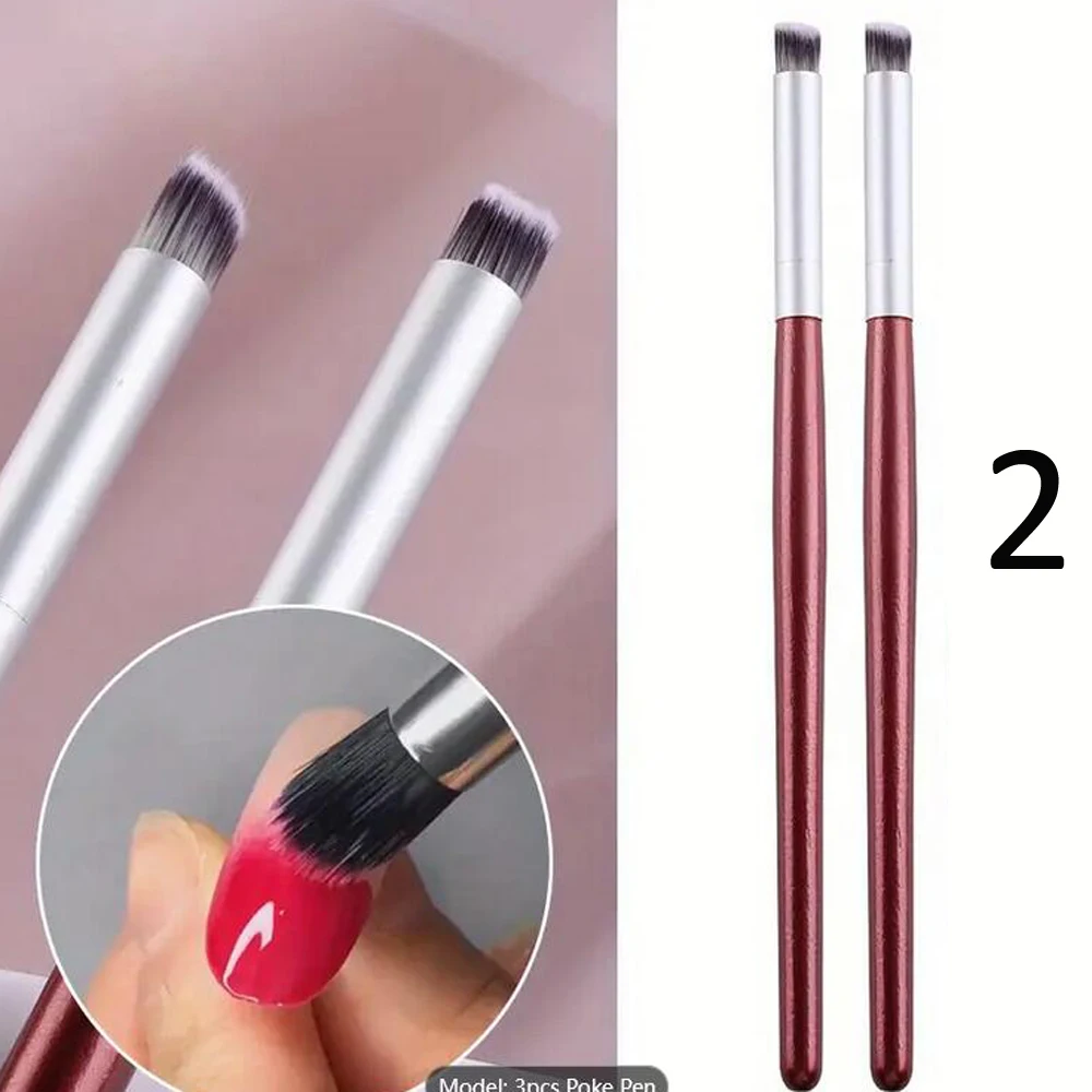 2Pcs Ombre Nail Gradient Brush Set Oblique Round Head Nail Brush Manicure UV Gel Polish DIY Drawing Painting Pen Nail Art Tools